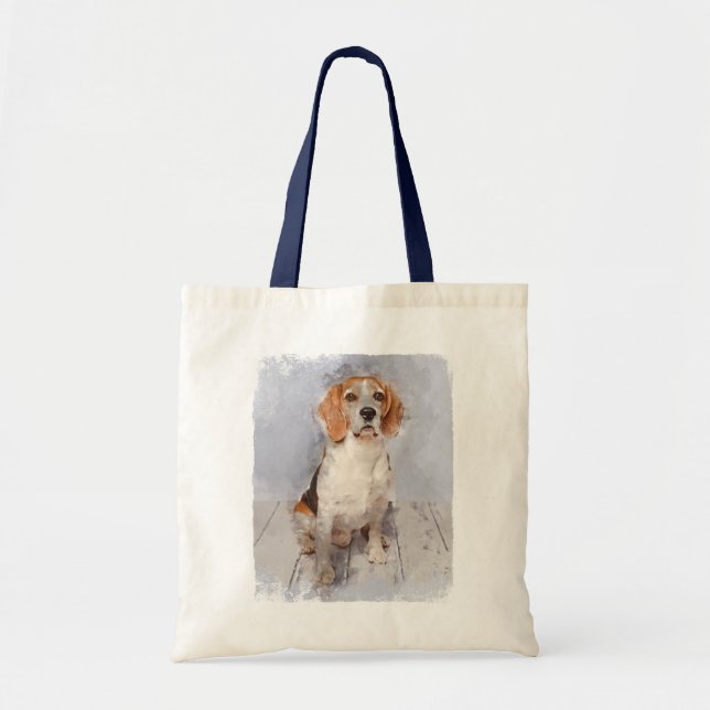 Tote Bag Portrait mignon d'aquarelle de beagle (Devant)