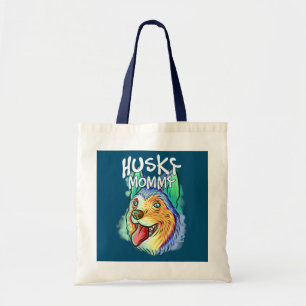 Tote Bag Portrait Pop Art coloré Husky Chien Maman Maman Ma