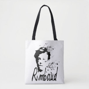 Tote Bag Portrait RIMBAUD avec gouttes d'encre TB