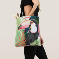 Portrait toucan avec Feuilles tropicaux