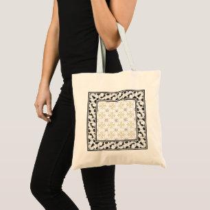 Tote Bag Portugais Noir et Blanc Jaune Dot Azulejo Art
