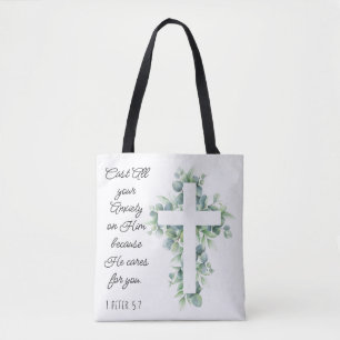 Tote Bag Posez toute votre angoisse sur Lui Eucalyptus Cros