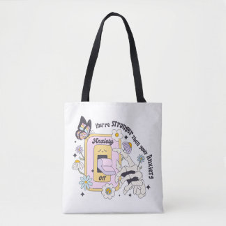 Tote Bag Positivité d'anxiété de conception rétro