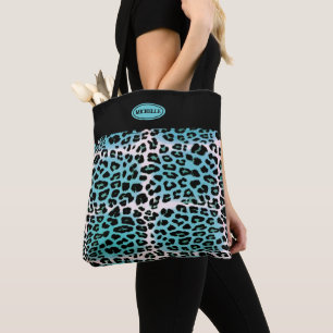Tote Bag Poster de animal Blue Leopard élégant personnalisé