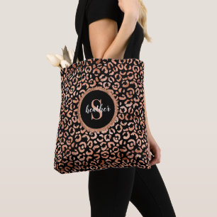 Tote Bag Poster de animal Léopard Noir Chic Monogram