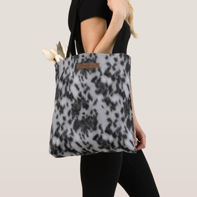 Tote Bag Poster de animal noir Faux Cowhide Motif d'impress (De près)