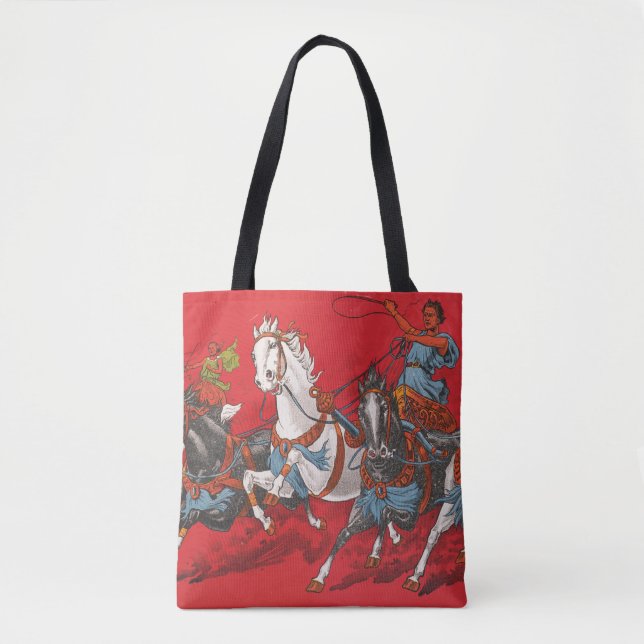 Tote Bag Poster De Cirque De Deux Hommes À Chariots Racing (Devant)