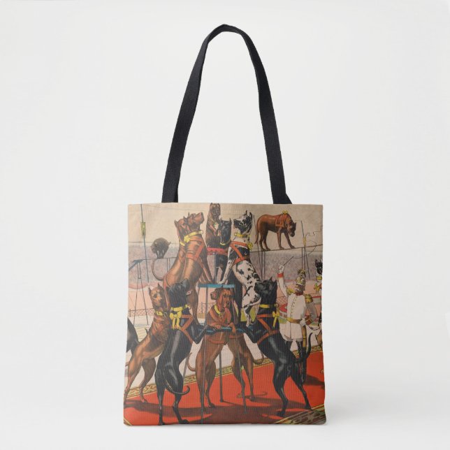 Tote Bag Poster De Cirque Des Grands Danois Avec Entraîneur (Devant)