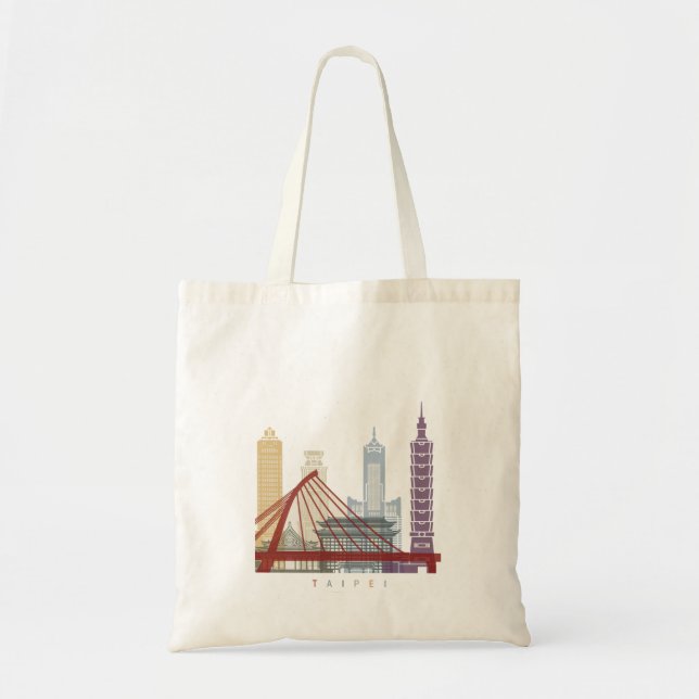 Tote Bag Poster de la silhouette de Taipei (Devant)