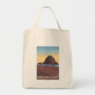 Tote Bag Poster du Vintage voyage Haystack Rock