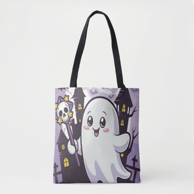 Tote Bag Poster mignon Ghoost avec une torsion joueuse (Devant)
