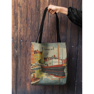 Tote Bag Poster Vintage voyage Danemark personnalisable