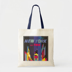 Tote Bag Poster Vintage voyage, Fly Twa, New York