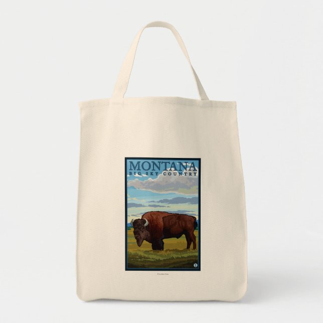 Tote Bag Poster Vintage voyage MontanaBison (Devant)