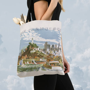 Tote Bag Poster Vintage voyage San Francisco Bay Ferry Boat