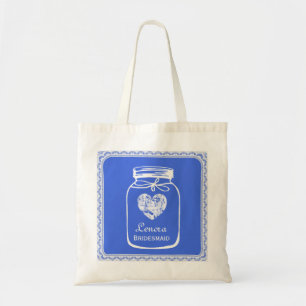 Tote Bag Pot de maçon de bleu royal épousant la DEMOISELLE