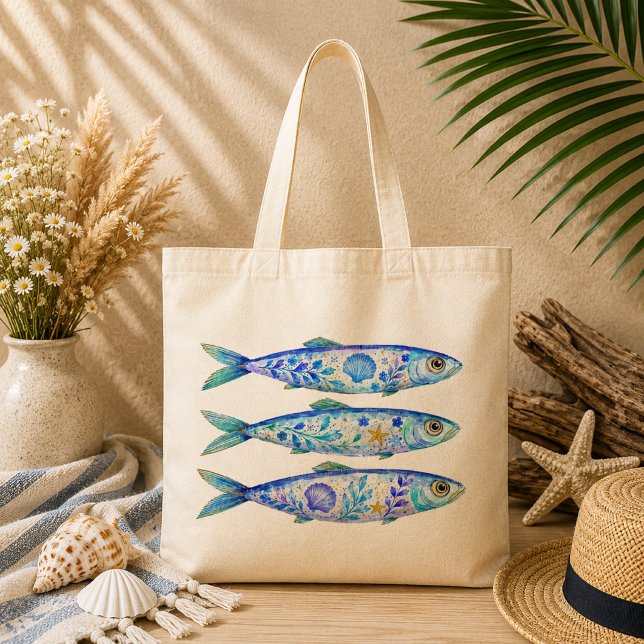 Tote Bag Poterie d'art à thème floral Poisson (Créateur téléchargé)