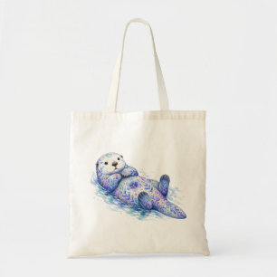 Tote Bag Poterie sur le thème floral Loutre de mer
