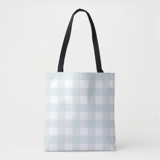 Tote Bag Poudre molle Bleu En vichy Vérifier Plaid (Devant)
