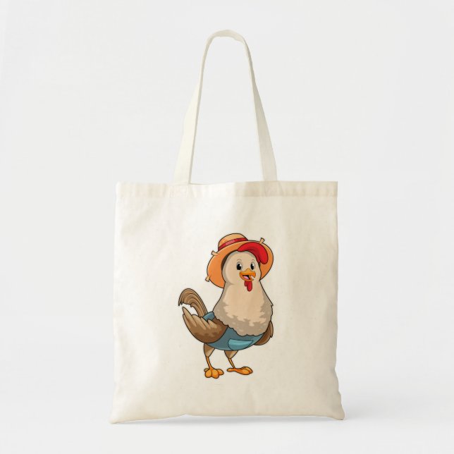 Tote Bag Poulet en fermier avec Casquette (Devant)