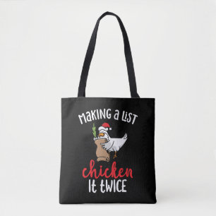 Tote Bag Poulet Il Deux Fois Drôle Design de Noël Poulet