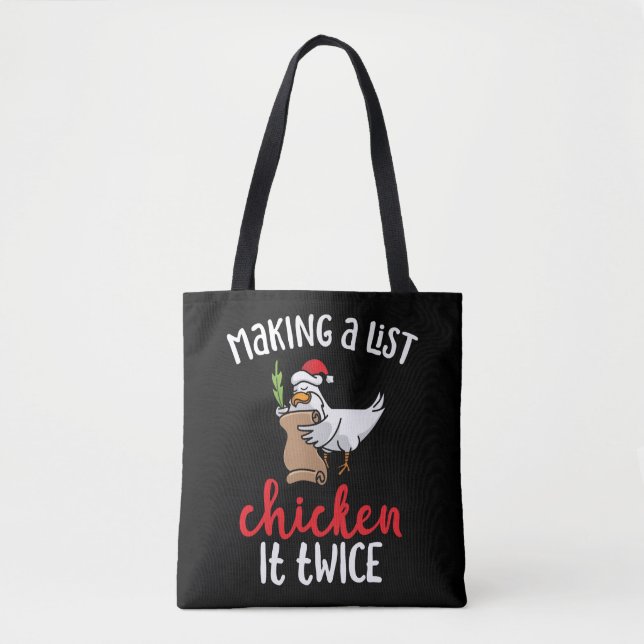 Tote Bag Poulet Il Deux Fois Drôle Design de Noël Poulet (Devant)