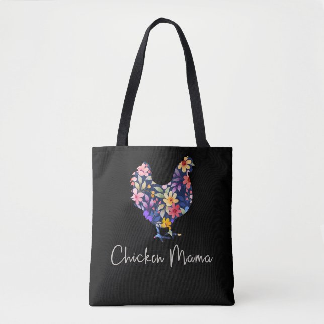 Tote Bag Poulet maman poule fermier fleurs mignonette poule (Devant)