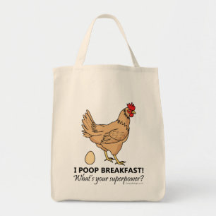 Tote Bag Poulet Poops Petit Déjeuner Drôle