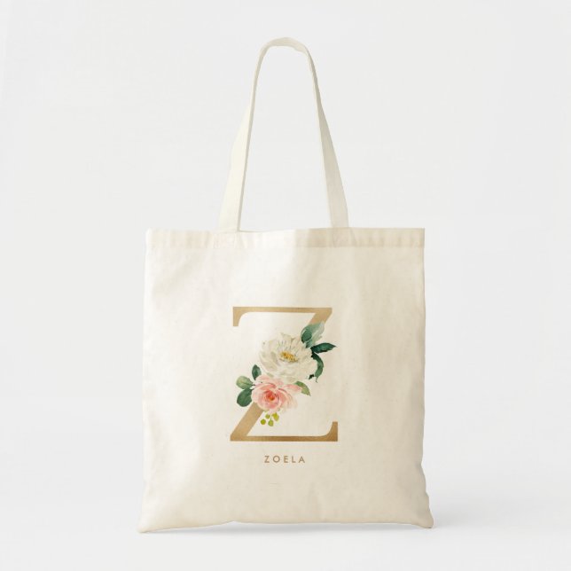 Tote Bag Poupée Fleurie Lettre Z Monogramme Doré Demoiselle (Devant)