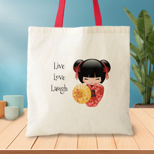 Tote Bag Poupée rouge Sakura Kokeshi - Geisha japonais