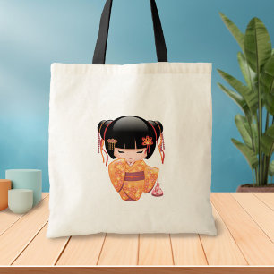 Tote Bag Poupée Ume Kokeshi - Japonaise Pêche Geisha Girl 2