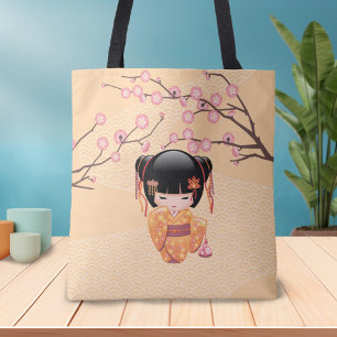 Tote Bag Poupée Ume Kokeshi - Japonaise Plum Geisha Girl