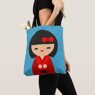 Tote Bag Poupées japonaises de Red Kokeshi