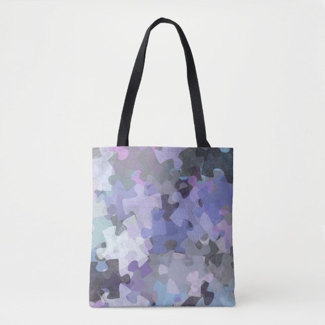 Tote Bag Pourpre d'art de collage de puzzle de (Devant)