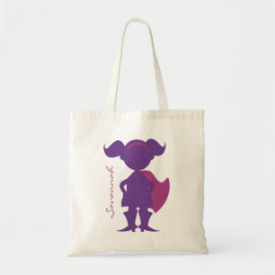 Tote Bag Pourpre personnalisé par silhouette de fille de