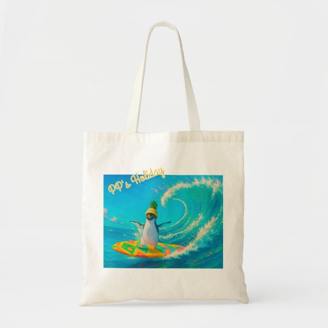 Tote Bag PP the Penguin – Surfing the Wave (Devant)