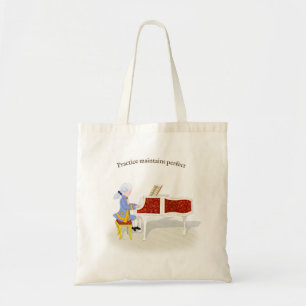 Tote Bag "Pratique Conserve Parfait" Mozart Jouer Piano