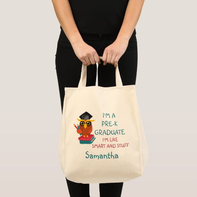 Tote Bag Pré-K Graduate Cute 2023 Owl Funny Graduation Nom (Devant (produit))