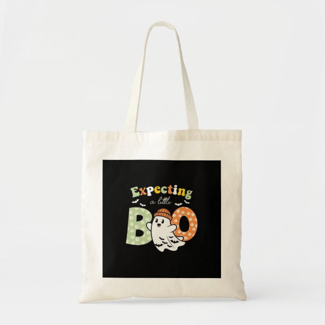 Tote Bag Pregnant Mom To Be Little Boo Funny Halloween Desi (Devant)