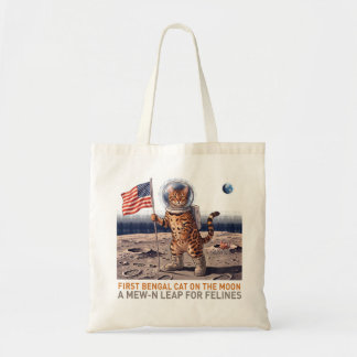 Tote Bag Premier chat Bengal sur la Lune - Félin spatial ré