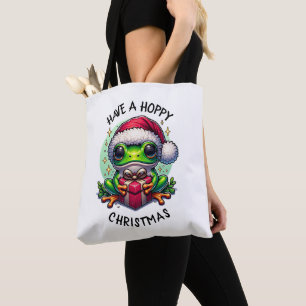 Tote Bag Prenez un Noël Hoppy   Pun de grenouille