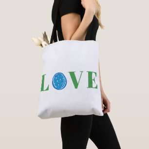 Tote Bag Preppy Pickleball Love Ball Blue Green