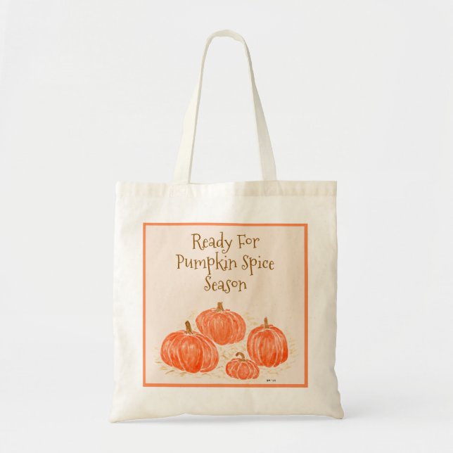 Tote Bag Prêt pour le Citrouille d'aquarelle de saison des  (Devant)