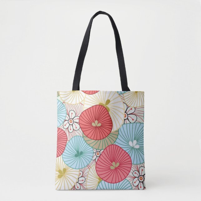 Tote Bag Pretty Abract Colorful Busy Floral Pattern (Devant)