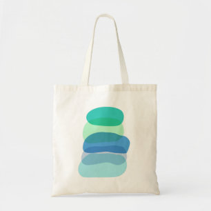 Tote Bag Pretty Abstract Geometric Shapes in Blue and Green