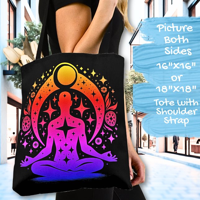 Tote Bag Pretty Yoga Meditation Design on a Black (Créateur téléchargé)