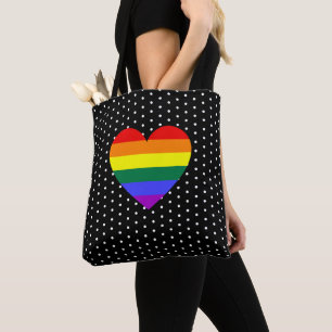 Tote Bag Pride LGBT Coeur arc-en-ciel