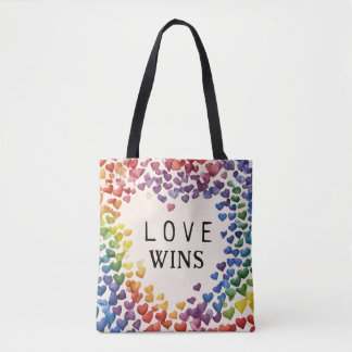 Tote Bag Pride LGBTQ Gay Love gagne AI Rainbow Heart
