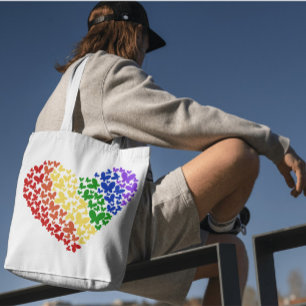 Tote Bag Pride Papillon Cœur – Couleurs du drapeau LGBTQ+ 