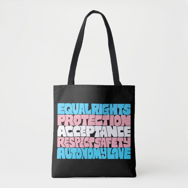 Tote Bag PRIDE Trans droits flag LGBT citation typographie  (Devant)
